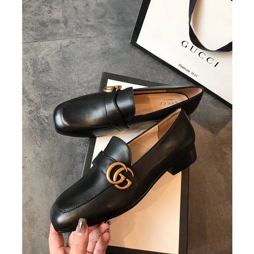 Designer Brand G Womens Original Quality Genuine Leather Chunky Heeled Shoes 2021SS DXS04