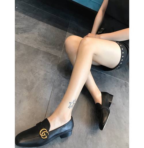 Designer Brand G Womens Original Quality Genuine Leather Chunky Heeled Shoes 2021SS DXS04