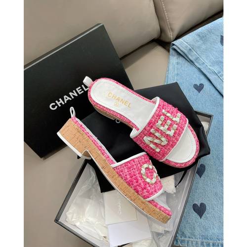 Designer Brand C Womens Original Quality 4.5cm Heeled Slippers Sheep Skin inside 2021SS DXS04