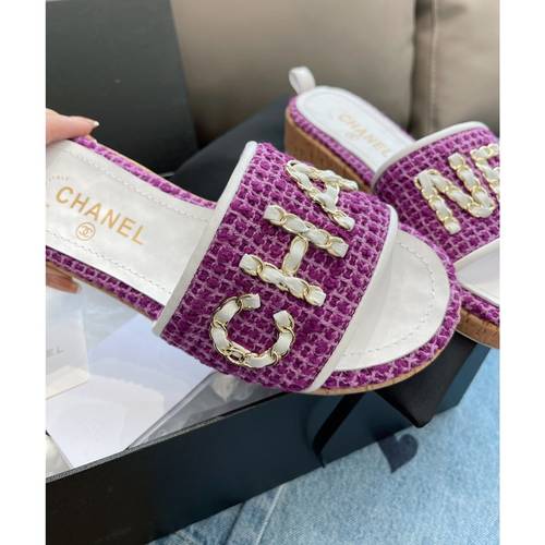 Designer Brand C Womens Original Quality 4.5cm Heeled Slippers Sheep Skin inside 2021SS DXS04