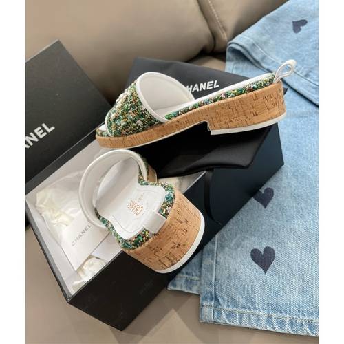 Designer Brand C Womens Original Quality 4.5cm Heeled Slippers Sheep Skin inside 2021SS DXS04