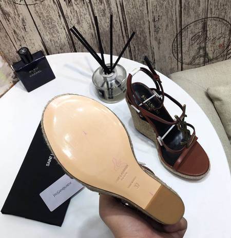 Designer Brand SL Womens Original Quality Genuine Leather 10.5cm Heeled Wedges 2021SS G106