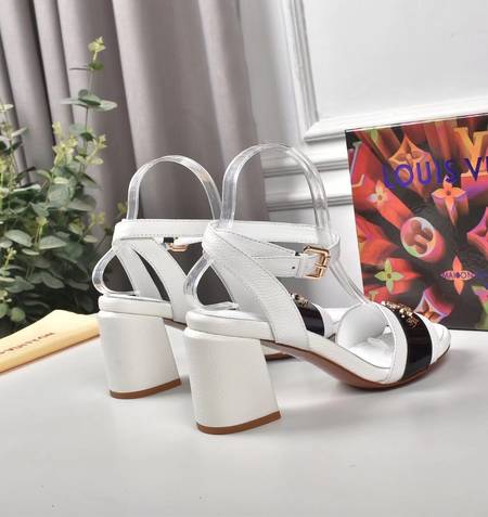 Designer Brand L Womens High Quality Genuine Leather 7.5cm Chunky Sandals 2021SS H307