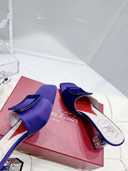 Designer Brand RV Womens  Original Quality 7cm Heeled Sandals Sheep Skin inside 2022SS G107