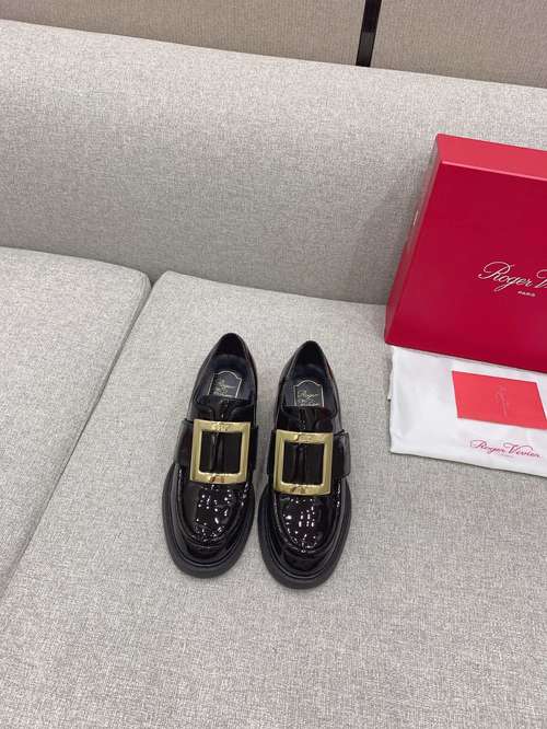 Designer Brand RV Womens Original Quality Genuine Leather 6cm Chunky Heeled Shoes 2022SS G107