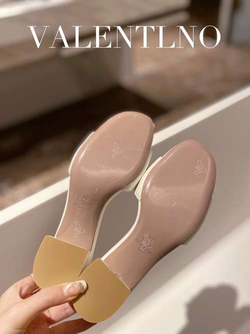 Designer Brand Val Womens Original Quality Genuine Leather 6.5cm Heeled Slippers 2022SS G107