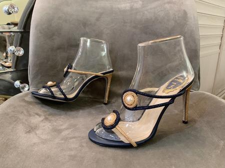 Designer Brand RC Womens High Quality 9.5cm High Heeled Sandals Sheep Skin inside 2022SS DXS03