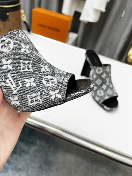 Designer Brand L Womens Original Quality 8cm Heeled Slippers Sheep Skin inside 2022SS G103