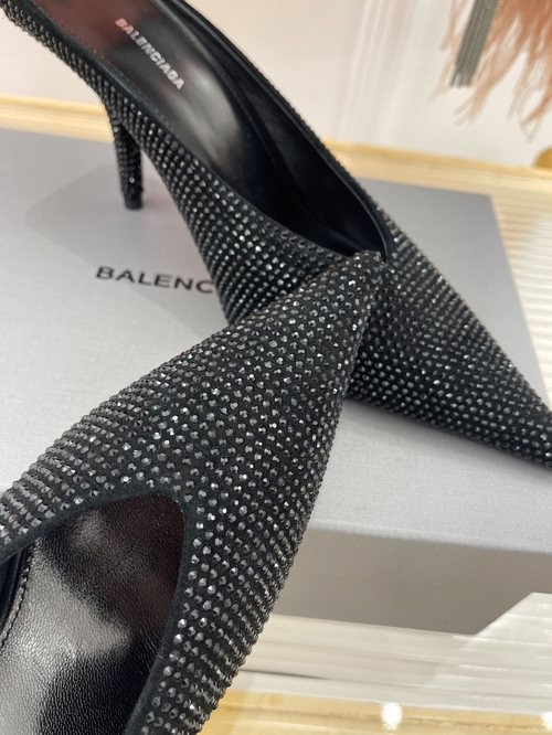 Design Brand Blcg Womens High Quality Genuine Leather 7.5cm Heeled Slippers  2023SS TXBW02