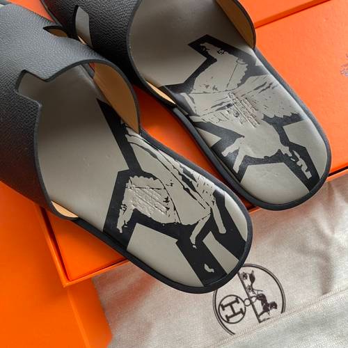 Design Brand  H Mens Original Quality Genuine Leather Slippers 2023SS TXBM04