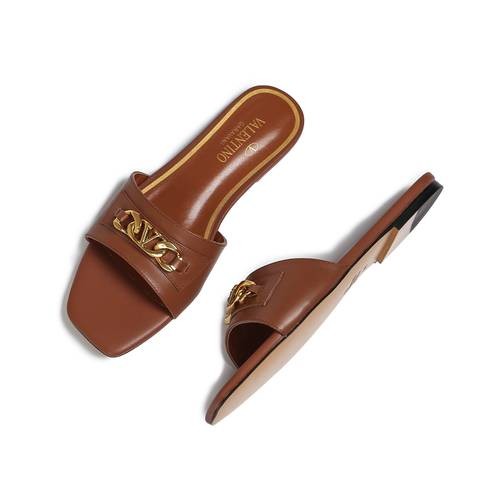 Design Brand Val Womens High Quality Genuine Leather Slippers 2023SS H304