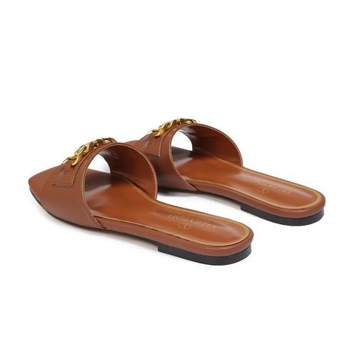 Design Brand Val Womens High Quality Genuine Leather Slippers 2023SS H304