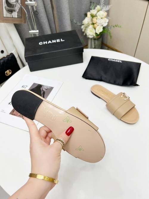 Design Brand C Womens High Quality Genuine Leather Slippers 2023SS H304