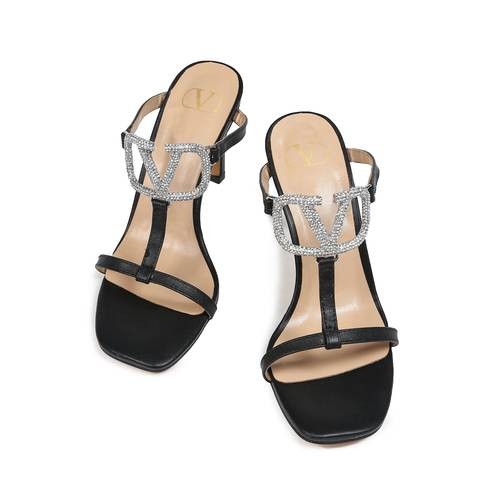 Design Brand Val Womens High Quality Genuine Leather 9cm Heeled Sandals 2023SS H304