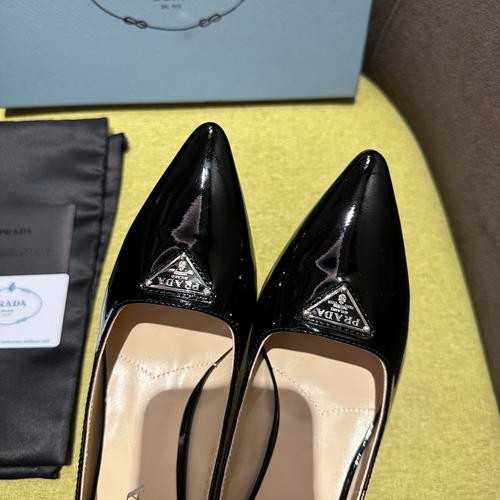 Design Brand P Womens Original Quality Genuine Leather 5.5cm Heeled Shoes 2023SS G106
