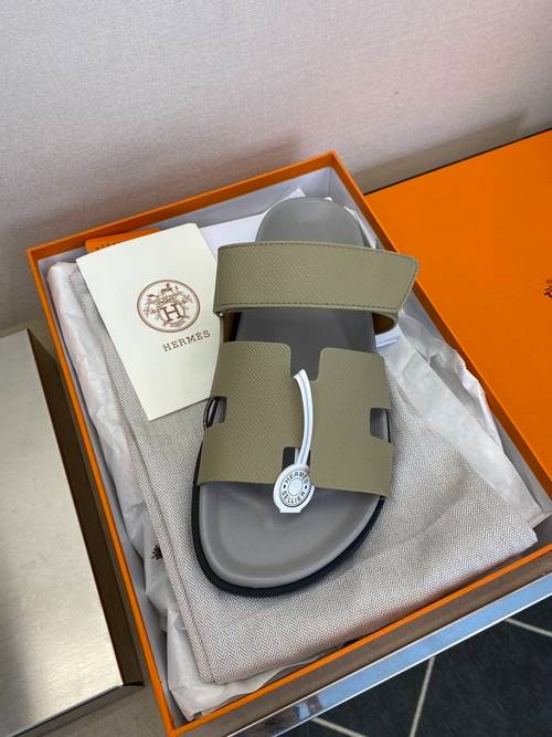 Design Brand H Men Leather Slippers Original Quality Shoes 2023FW TXB
