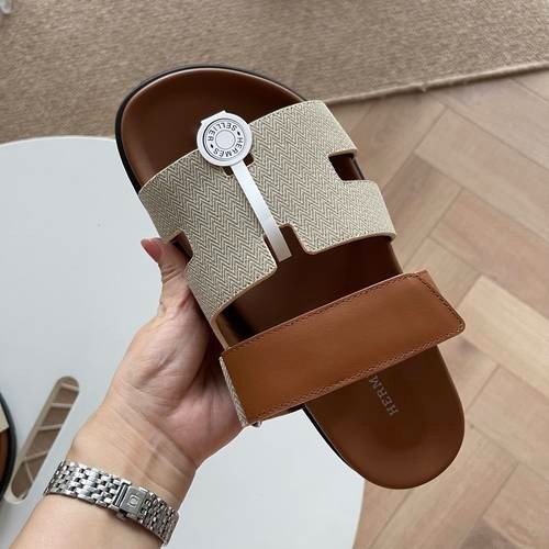 Design Brand H Women and Men Leather Sandals Slippers Original Quality Shoes 2023FW TXB