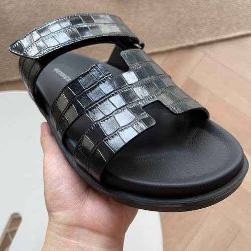 Design Brand H Women and Men Leather Sandals Slippers Original Quality Shoes 2023FW TXB