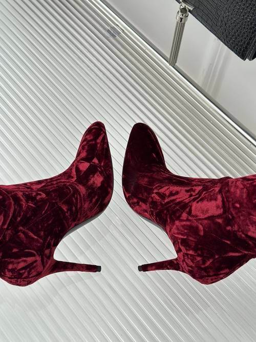 Design Brand YSL Women Velvet Boots 8cm heels Original Quality Shoes DXS01 2024SS