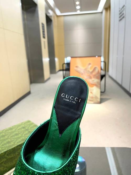 Design Brand G Womens Original Quality Genuine Leather 7cm Heeled Slippers 2024SS G103