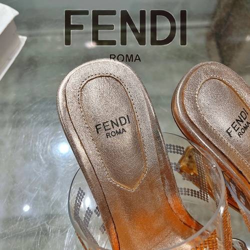 Design Brand F Womens Original Quality 10cm Heeled Slippers 2024SS G105 