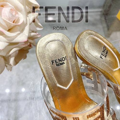 Design Brand F Womens Original Quality 10cm Heeled Slippers 2024SS G105 