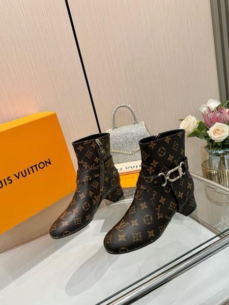 Design Brand L Original Quality Women Boots Genuine Leather Heels 4cm Sheepskin Inside G110 2024FW