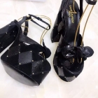 Designer Brand SL Womens Original Quality Genuine Leather 13.5cm Chunky Heeled Sandals 2021SS G106