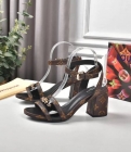 Designer Brand L Womens High Quality Genuine Leather 7.5cm Chunky Sandals 2021SS H307