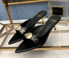 Designer Brand V Womens High Quality Genuine Leather 6cm Heeled Slippers 2021SS H307