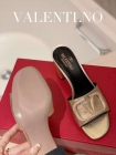 Designer Brand Val Womens Original Quality Genuine Leather 6.5cm Heeled Slippers 2022SS G107