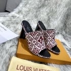 Designer Brand L Womens High Quality 9cm Chunky Heeled Slippers Sheep Skin inside 2022SS G103