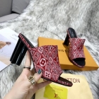 Designer Brand L Womens High Quality 9cm Chunky Heeled Slippers Sheep Skin inside 2022SS G103