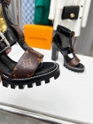 Design Brand C Womens Original Quality Genuine Leather 9cm Chunky Heeled Sandals 2023SS DXS04