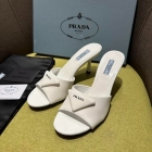 Design Brand P Womens Original Quality Genuine Leather 7.5cm Heeled Slippers 2023SS G106