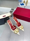 Design Brand Val Womens Original Quality Genuine Leather 7.5cm Heeled Slippers 2023SS G106