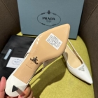 Design Brand P Womens Original Quality Genuine Leather 5.5cm Heeled Slippers 2023SS G106