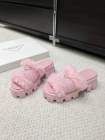 Design Brand P Women Fur Slippers Original Quality Shoes 2023FW G109