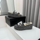 Design Brand C Womens Original Quality 3cm Front Height 7cm Heeled Wedges Slippers Sheep Skin inside 2024SS G104