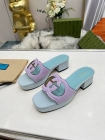 Design Brand G Womens Original Quality Genuine Leather 5.5cm Heeled Slippers 2024SS G104