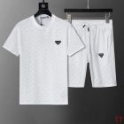 Design Brand P High Quality Men Track Suits of Short Sleeves Polo Shirts and Shorts E801 2025ss